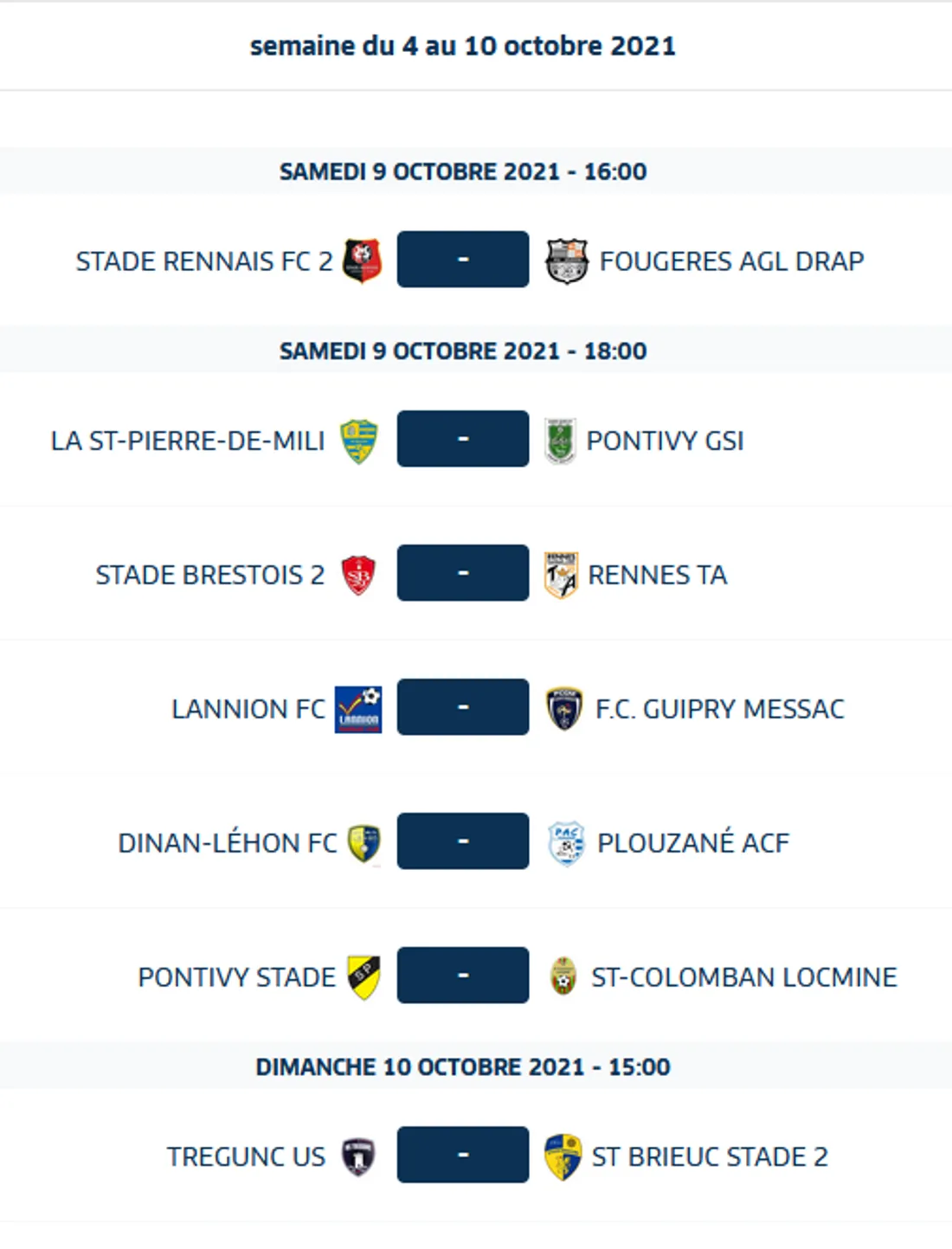 Programme de la 5ème journée de National 3